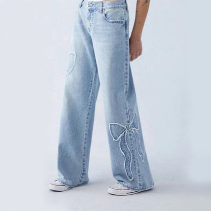 Bow-Embroidered Dream Jeans