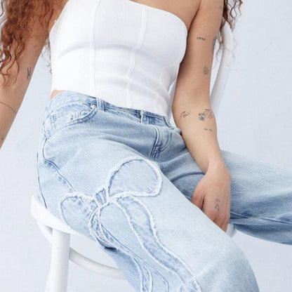 Bow-Embroidered Dream Jeans