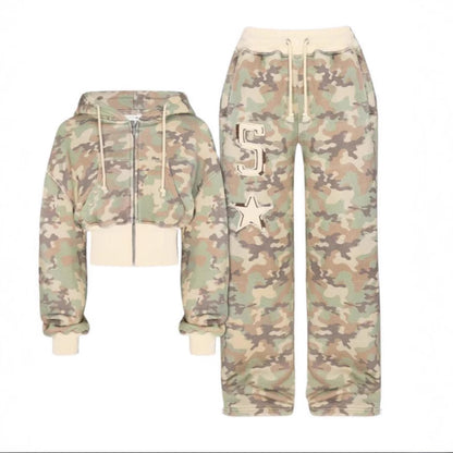 Camouflage Cardigan Suit